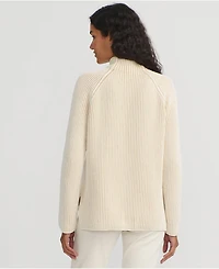 Lands' End Women's Drifter Two Color Shaker Mock Neck Sweater