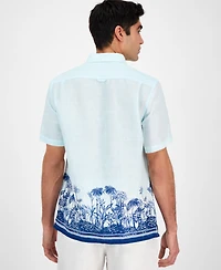 Club Room Men's Tropical Sunset Regular-Fit Printed Button-Down Linen Shirt, Exclusively at Macy's