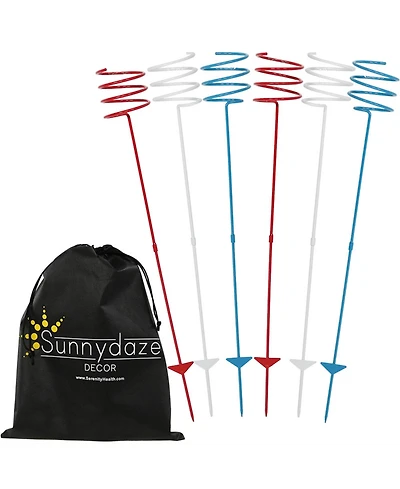 Outdoor Drink/Beverage Holder Stakes for Lawn, 6pk, Red, White and Blue
