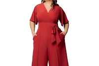 Kiyonna Plus Size Evelyn Cropped Wide Leg Jumpsuit