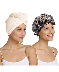 Turbie Twist Deluxe Wet Dry - Microfiber Tt and Shower Cap Multicolor