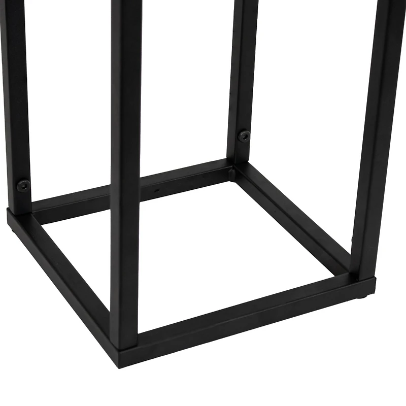 Modern Simplicity Cold-Rolled Steel Outdoor Elevated Planter - Set of 2 8.25" Square x 19.75" H and 27"