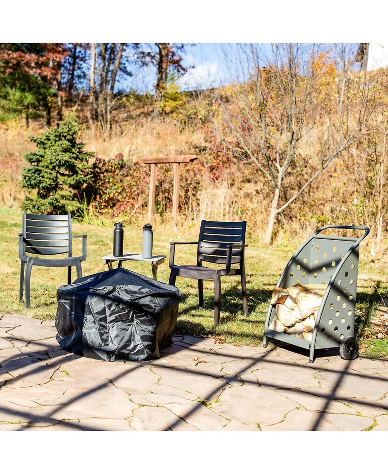 Powder-Coated Steel Log Cart - 34" H - Gray