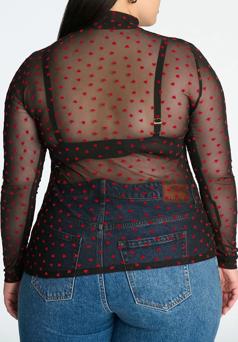 Eloquii Women's Mesh Heart Top
