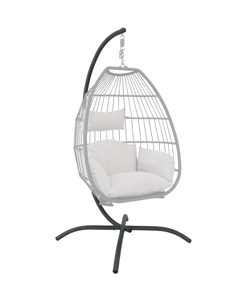 Durable Steel Egg Chair Stand with Curved Leg Base, Hardware, and Powder-Coated Finish - 78" H - Gray