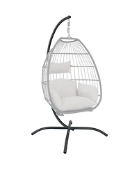 Durable Steel Egg Chair Stand with Curved Leg Base, Hardware, and Powder-Coated Finish - 78" H - Gray