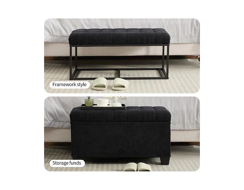 Storage Ottoman Bench with Metal Frame, Versatile Shoe Bench for Bedroom, Entryway, Living Room-The Pop Home