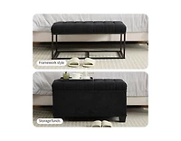 Storage Ottoman Bench with Metal Frame, Versatile Shoe Bench for Bedroom, Entryway, Living Room-The Pop Home