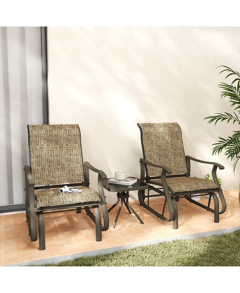 Outsunny 3-Piece Outdoor Gliders Set with Steel Frame, Table