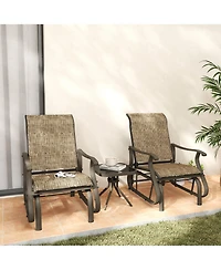 Outsunny 3-Piece Outdoor Gliders Set with Steel Frame, Table