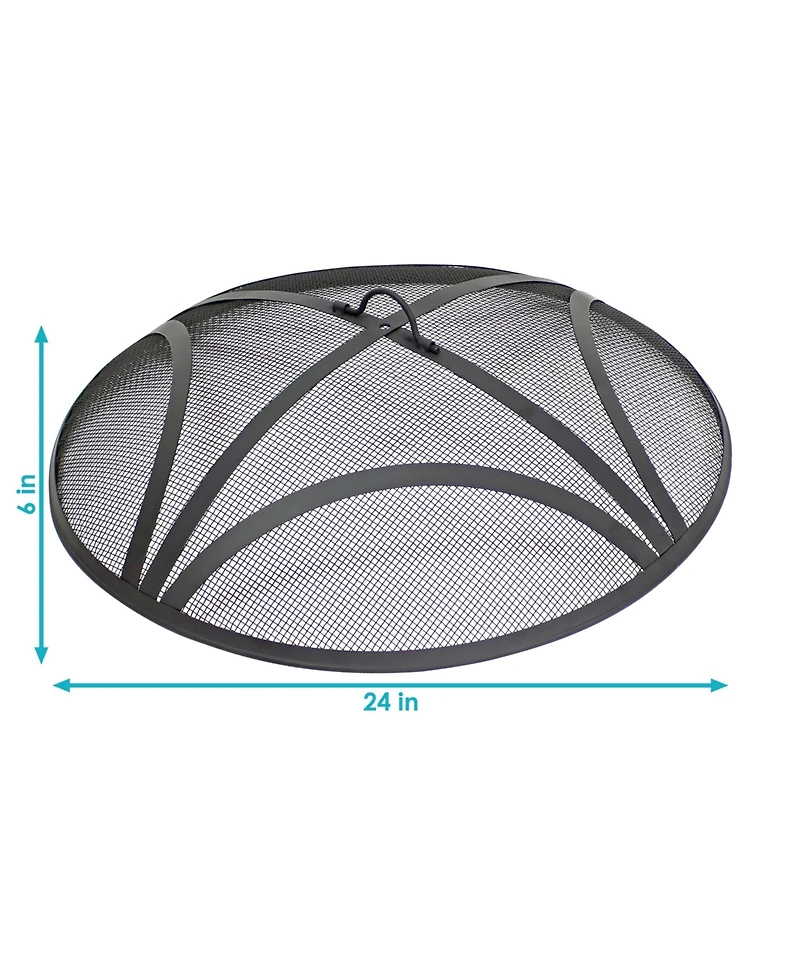 Outdoor Heavy-Duty Reinforced Steel Round Fire Pit Spark Screen with Ring Handle