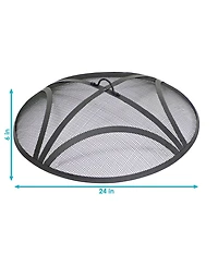 Outdoor Heavy-Duty Reinforced Steel Round Fire Pit Spark Screen with Ring Handle
