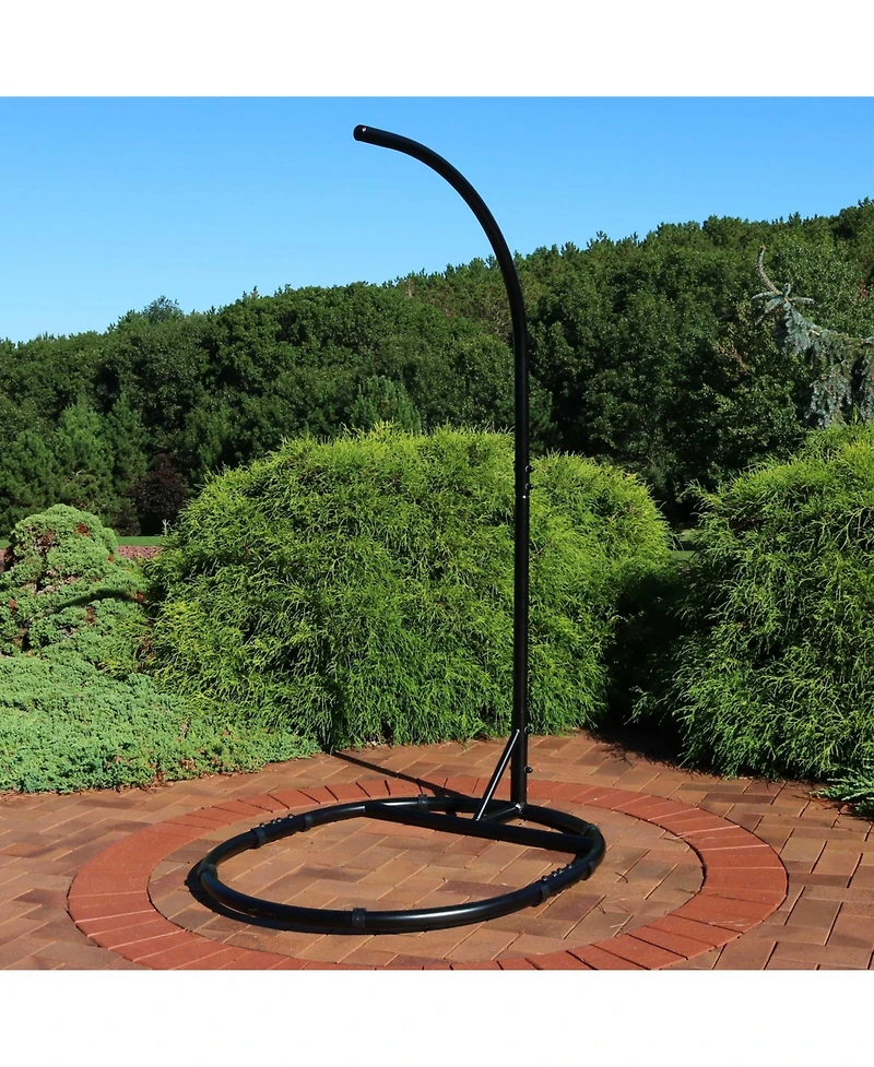 Durable Indoor/Outdoor Egg Chair Stand with Extra-Wide Round Base, Hardware and Powder-Coated Finish - 76" H - Black