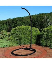 Durable Indoor/Outdoor Egg Chair Stand with Extra-Wide Round Base, Hardware and Powder-Coated Finish - 76" H - Black