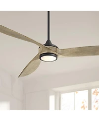 Casa Vieja 60" La Jolla Surf Farmhouse Rustic Indoor Ceiling Fan 3 Blade Led Light Remote Control Matte Black Finish Bedroom
