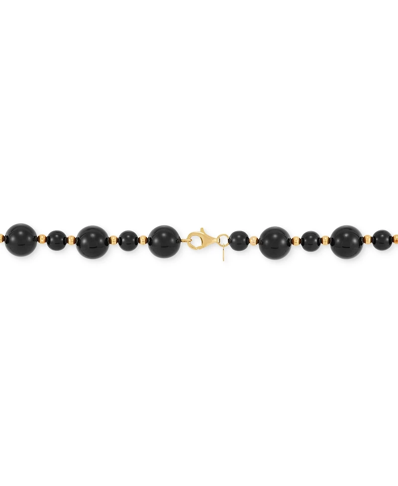 Onyx Beaded Necklace (6mm & 10mm) in 14k Gold Over Sterling Silver, 17"