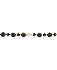 Onyx Beaded Necklace (6mm & 10mm) in 14k Gold Over Sterling Silver, 17"