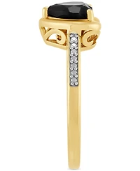 Onyx & Diamond Accent Heart Ring in 14K Yellow Gold Over Sterling Silver