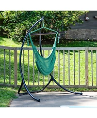 Modern Boho-Style Soft-Spun Polyester Rope Hanging Caribbean Xl Hammock Chair for Yard, Balcony, and Garden