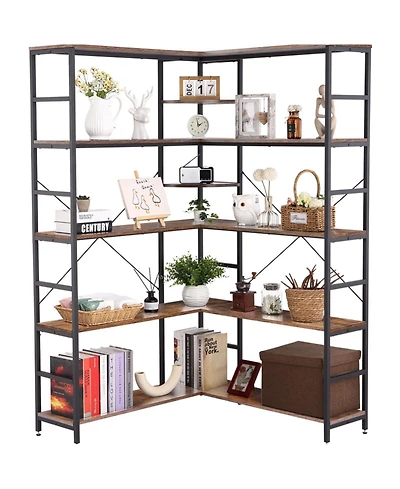 gaomon 5-Tiers Corner Bookshelf with Metal Frame