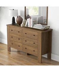 6 Drawer Dresser for Bedroom, Wood Chest of Drawers with Metal Legs, Modern Storage Dresser Chest Cabinet Organizer