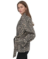 Dkny Petite Cotton Belted Notched-Collar Trench Coat