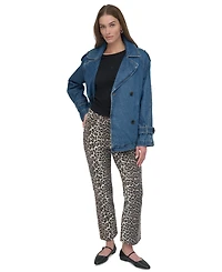 Dkny Women's Short Belted Double-Breasted Trench Coat