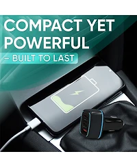 Philco Car Charger PD45W, 2 Usb-c + 1 Usb-a Fast Charging Adapter, Compact 12V/24V Vehicle Charger