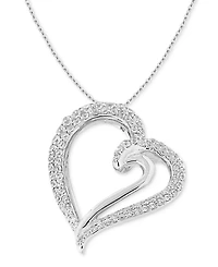 Diamond Heart Pendant Necklace (1/2 ct. t.w.) in 10k White Gold