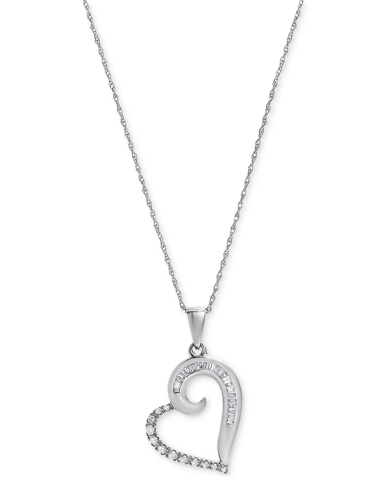 Diamond Heart 18" Pendant Necklace (1/5 ct. t.w.) in 10k White Gold