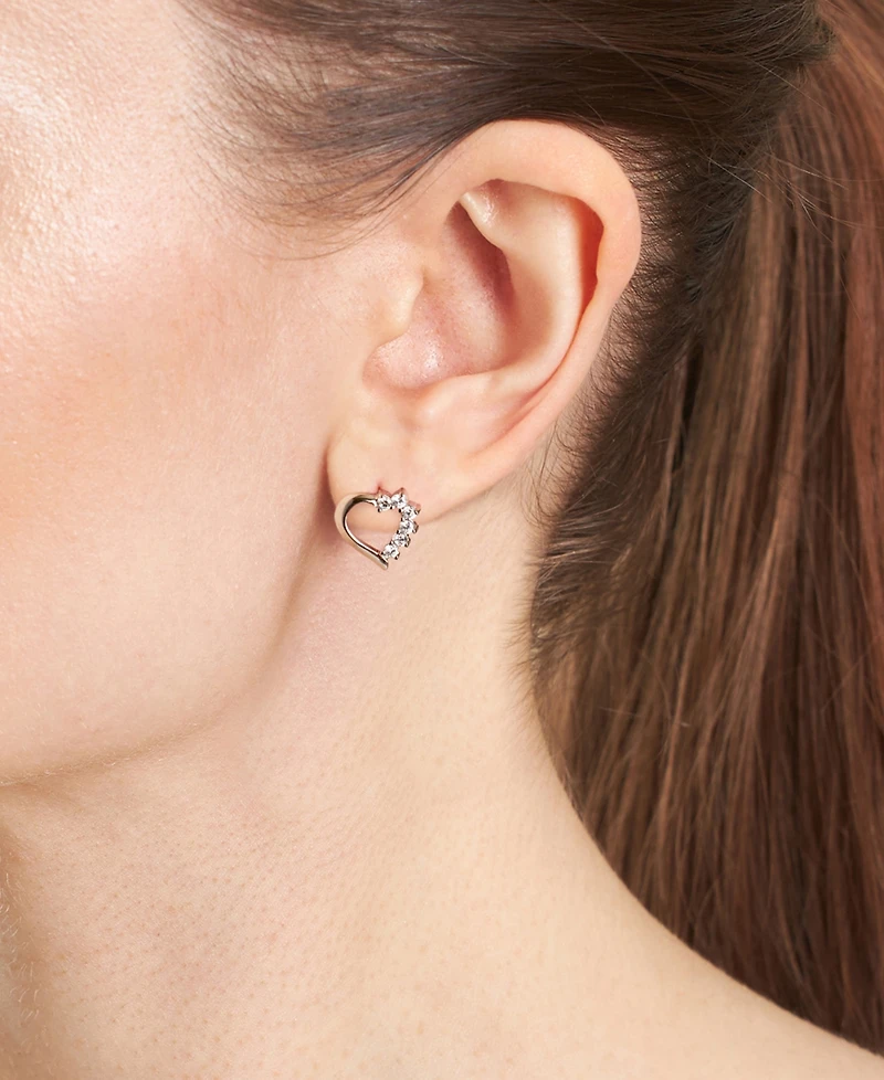 Macy's Cubic Zirconia (1/4 ct. t.w.) Bow Post Earrings in Sterling Silver (Also Available in 14k Gold over Sterling Silver)