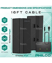 Philco Hdtv 4K Antenna with Amplifier, Indoor/Outdoor, Supports Uhf/Vhf, Free Digital Local Channels