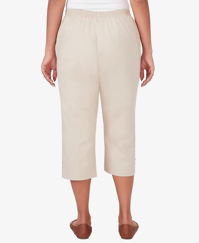 Alfred Dunner Women's Classic Twill Denim Split Hem Capri Jeans