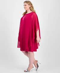 Connected Plus Size Cape-Overlay Sheath Dress
