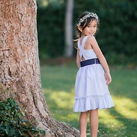 Hope & Henry Big Girls Heirloom Sleeveless Special Occasion Seersucker Party Dress with Cross Back