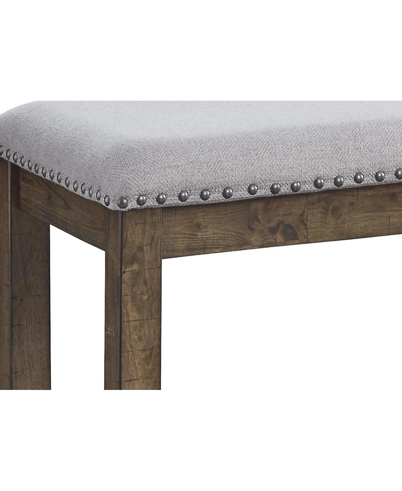 Slickblue Nailhead Trim Wooden Dining Bench with Fabric Upholstery for Elegant Dining Room Seating