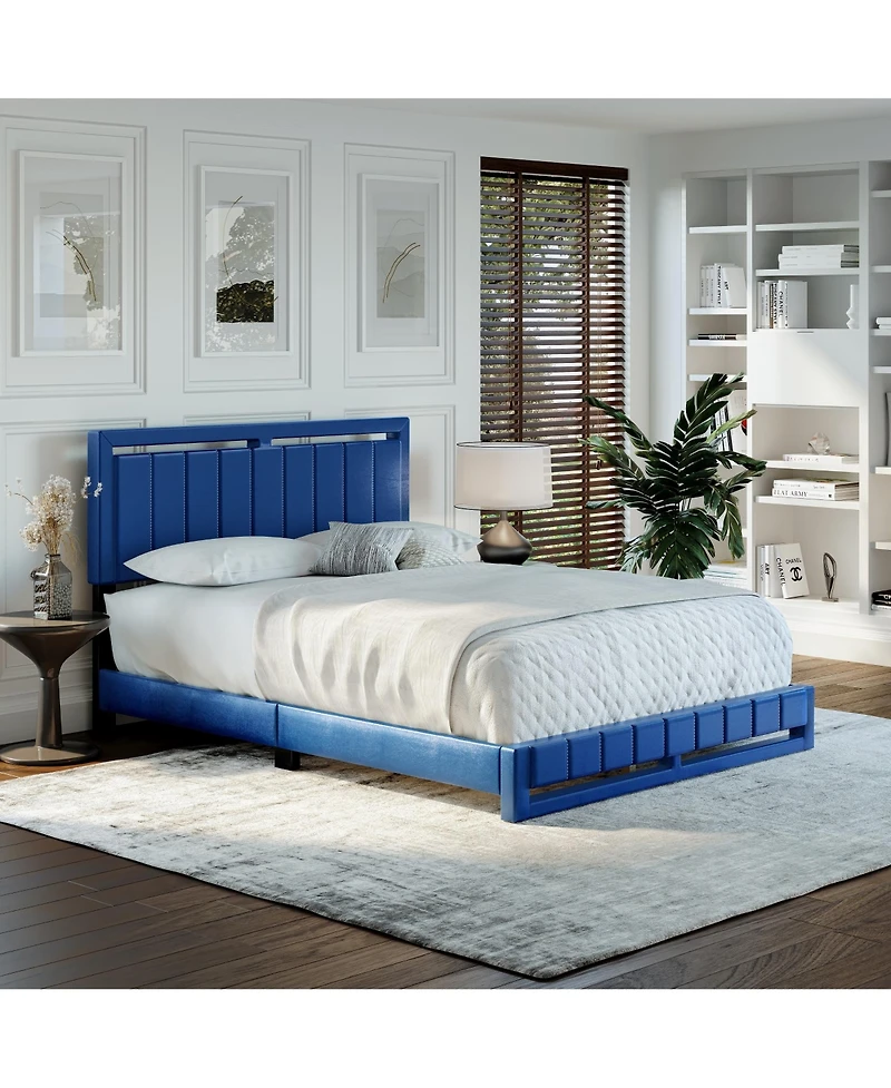 Boyd Sleep Belle Upholstered Platform Bed with Headboard, Mattress Foundation with Strong 14 Wood Slat Supports, No Box Spring Required