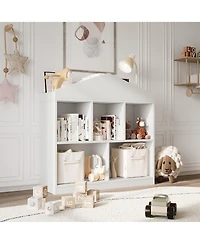 gaomon Kids Bookshelf White Toy Storage Organizer 5-Cubby Bookcase