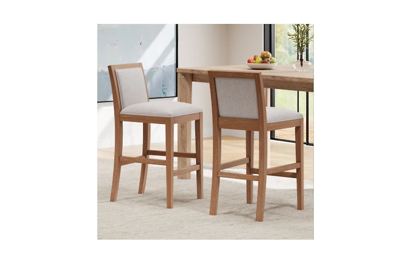 30.5-Inch Upholstered Bar Stools Set of 2, Retro Chairs for Kitchen Island or Dining Room-The Pop Home