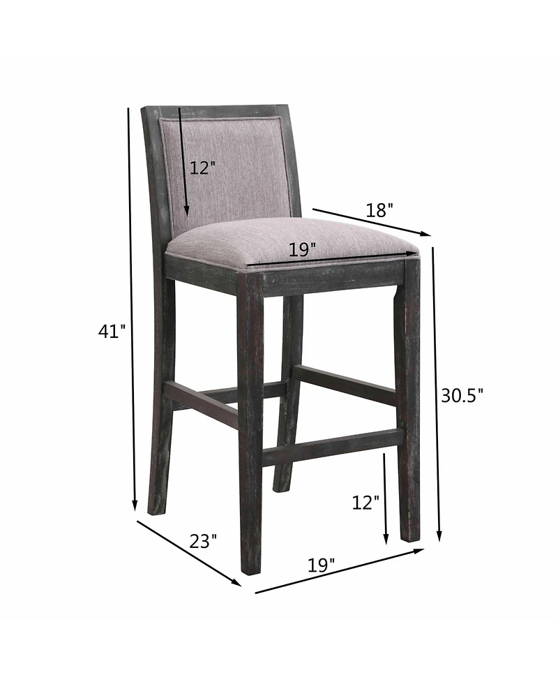 30.5-Inch Upholstered Bar Stools Set of 2, Retro Bar Chairs for Kitchen Island or Dining Room-The Pop Home