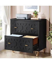 Tribesigns 2-Drawer Lateral File Cabinet, Modern White Filing Cabinet for Legal/Letter/A4 Size, Large Storage Printer Stand