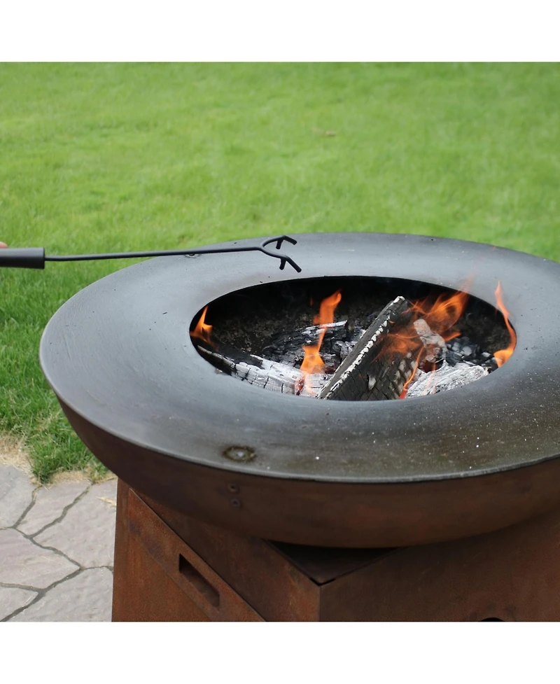 Steel Camp Fire Pit or Fireplace Log Poker Stick Tool with Heat-Resistant Handle - 16"