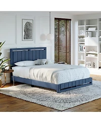 Boyd Sleep Siri Upholstered Platform Bed with Headboard, Mattress Foundation Strong 14 Wood Slat Supports, No Box Spring Required