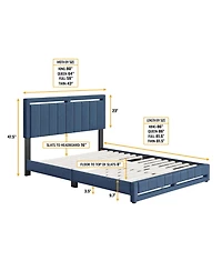 Boyd Sleep Siri Upholstered Platform Bed with Headboard, Mattress Foundation Strong 14 Wood Slat Supports, No Box Spring Required