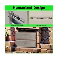 gaomon Outdoor Kitchen Drawer, 3-Layers Stainless Steel 16"x21"x23" Enclosed Built-in Flush Mount Outdoor Kitchen Access Drawer, Bbq Island for Outdoo