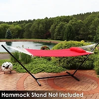 Heavy-Duty 2-Person Quilted Designs Fabric Hammock with Spreader Bars and Detachable Pillow