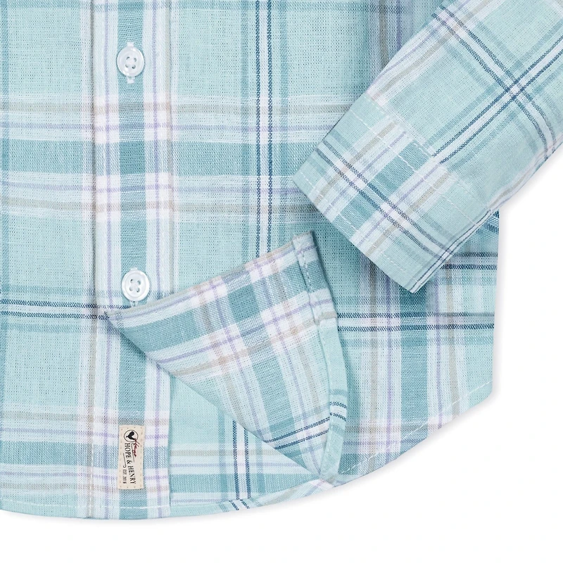Hope & Henry Baby Boys Linen Long Sleeve Button Down Shirt