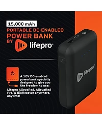 LifePro Portable Powerbank for AllevaRed, AllevaRed Pro & BioRecover – 15,000 mAh Compact Battery Pack with Usb 3.0 & 12V Dc Output for Wellnes