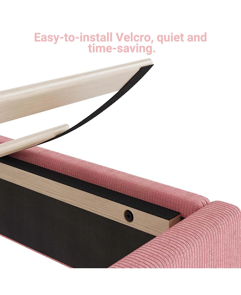 gaomon Twin Size Velvet Bed Frame, Corduroy Upholstered Twin Bed Frames Platform