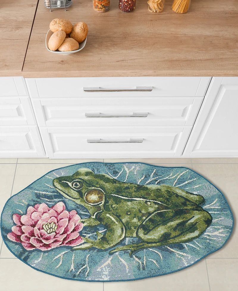 Liora Manne' Esencia Frog and Lotus 2'1"x3'3" Novelty Area Rug